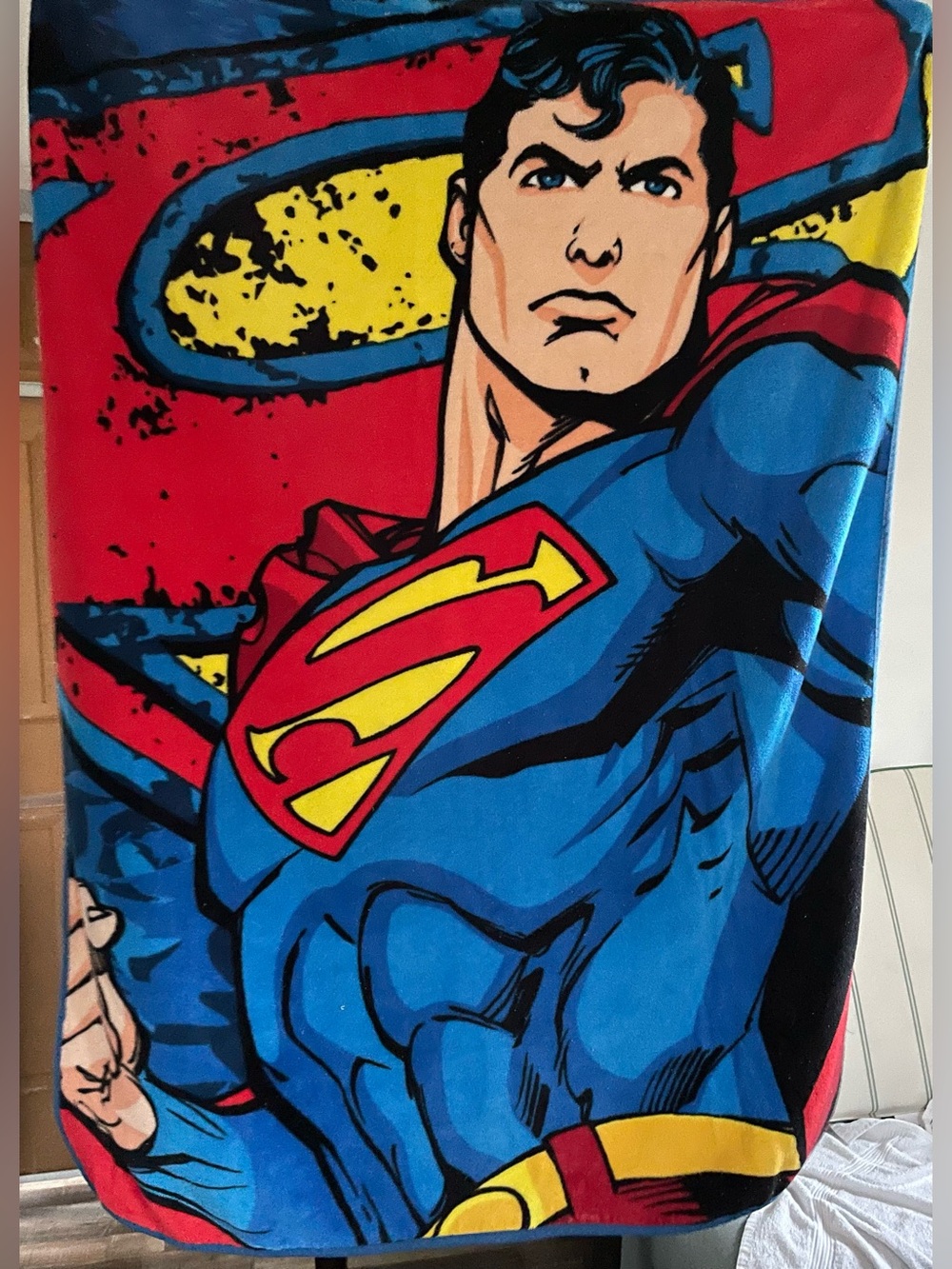 DC Comics Superman Throw Blanket - Blue, Red, Yellow, Black